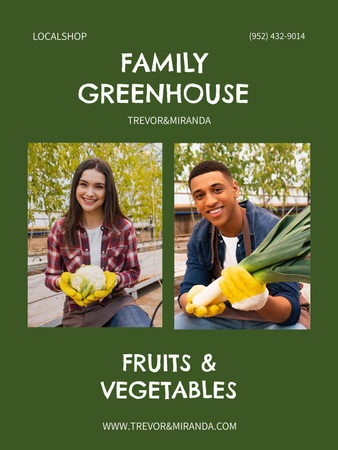 Offer of Fruits and Vegetables from Family Greenhouse Poster US Design Template