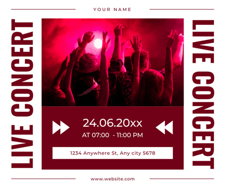 Happy Audience And Live Music Concert Announcement Facebook Design Template