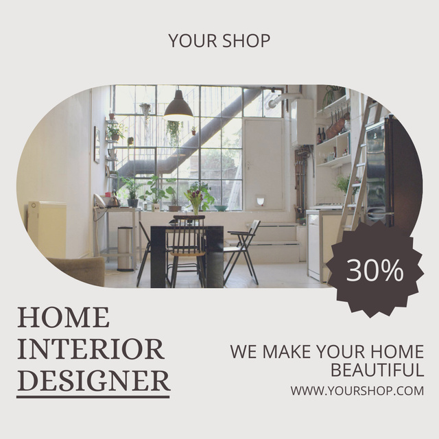 Interior Designer Services Ad Animated Post Modelo de Design