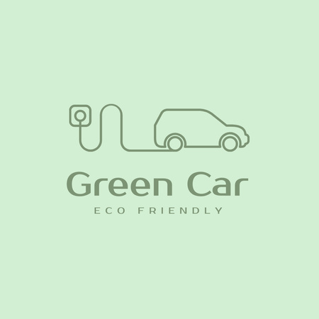 Környezetbarát márka jelképe elektromos autóval Logo tervezősablon