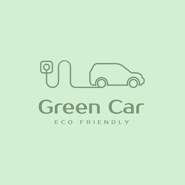 Emblem of Eco Friendly Brand with Electric Car Logo Tasarım Şablonu