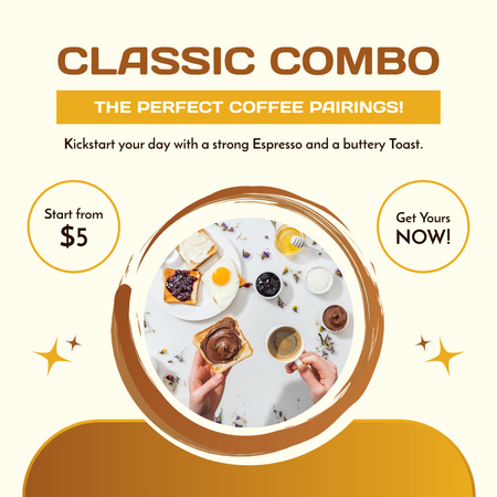 Espresso ve Tereyağlı Tostun Klasik Kombinasyonu Instagram Tasarım Şablonu