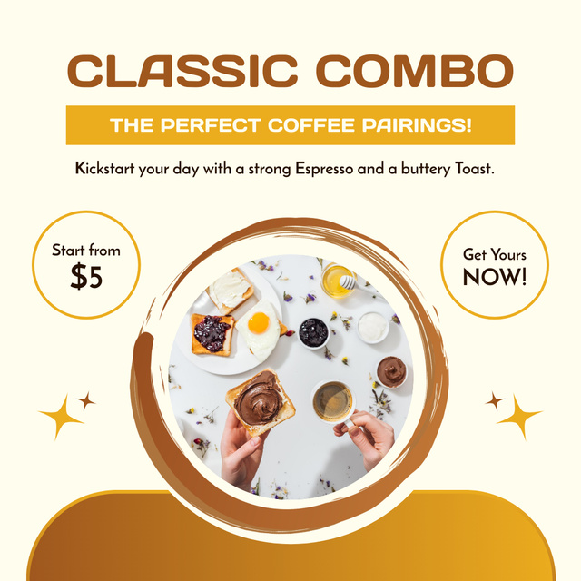 Designvorlage Classic Combination Of Espresso And Buttery Toast für Instagram