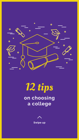 Choosing college tips with Graduation Cap Instagram Story Design Template