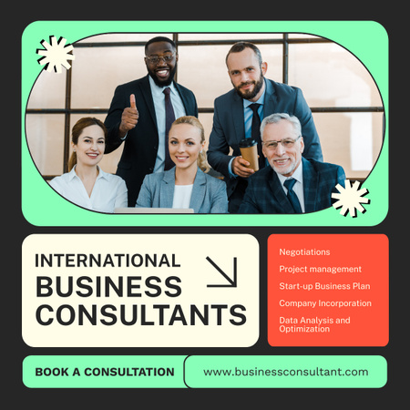 Services of International Business Consultants LinkedIn post Design Template