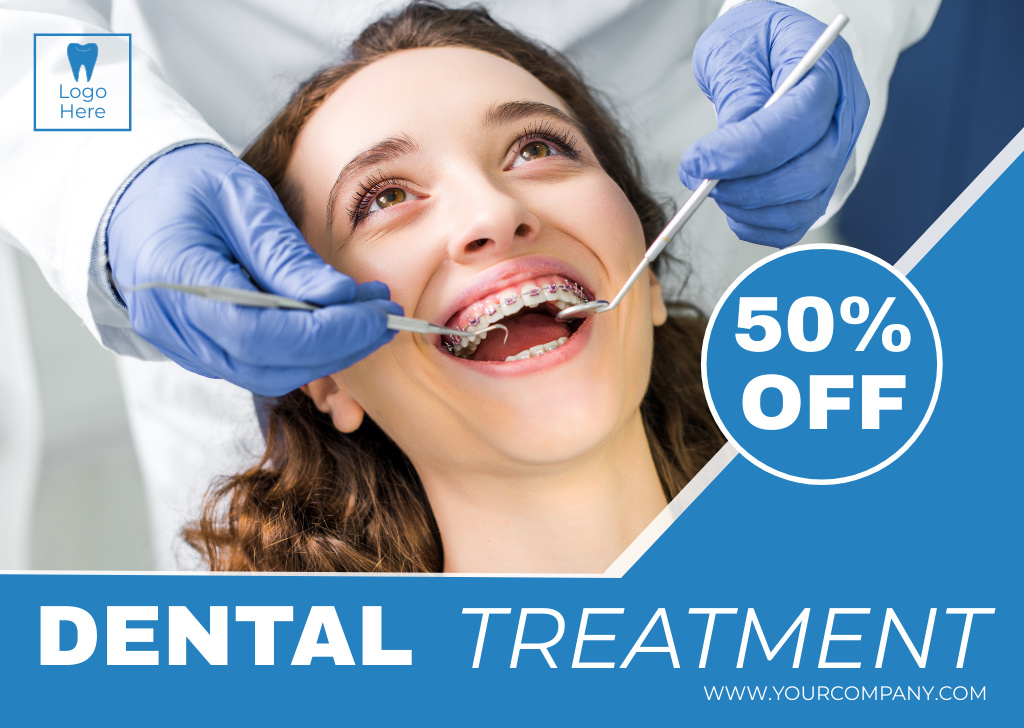 Discount Offer on Dental Treatment Card Modelo de Design