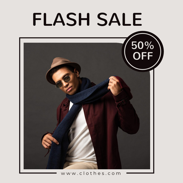 Modèle de visuel Flash Sale Offer on Men Collection At Half Price - Instagram