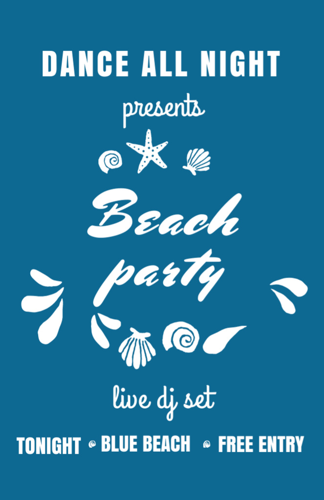 Dance Night Party on the Beach Invitation 5.5x8.5in Design Template