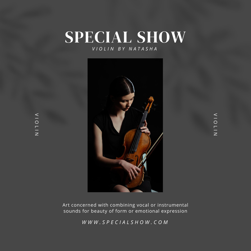 Ontwerpsjabloon van Instagram van Special Violin Show Announcement