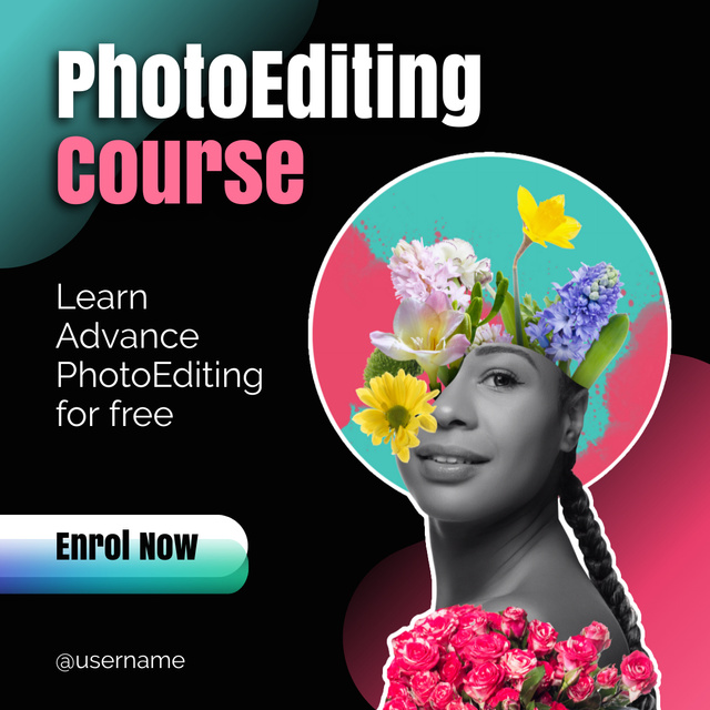 Modèle de visuel Free Photo Editing Course - LinkedIn post
