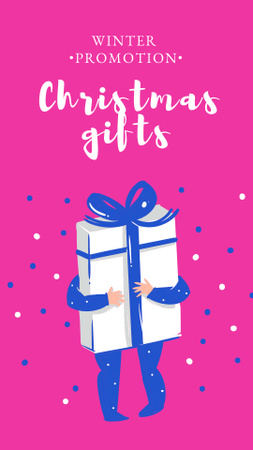 Winter Promotion With Christmas Gifts In Pink Instagram Story Design Template