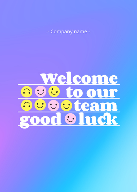 Welcome Phrase with Smiling Emoji Faces Postcard 5x7in Vertical Design Template