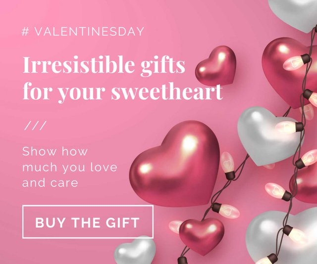 Valentines Gift Offer in pink Medium Rectangle Tasarım Şablonu