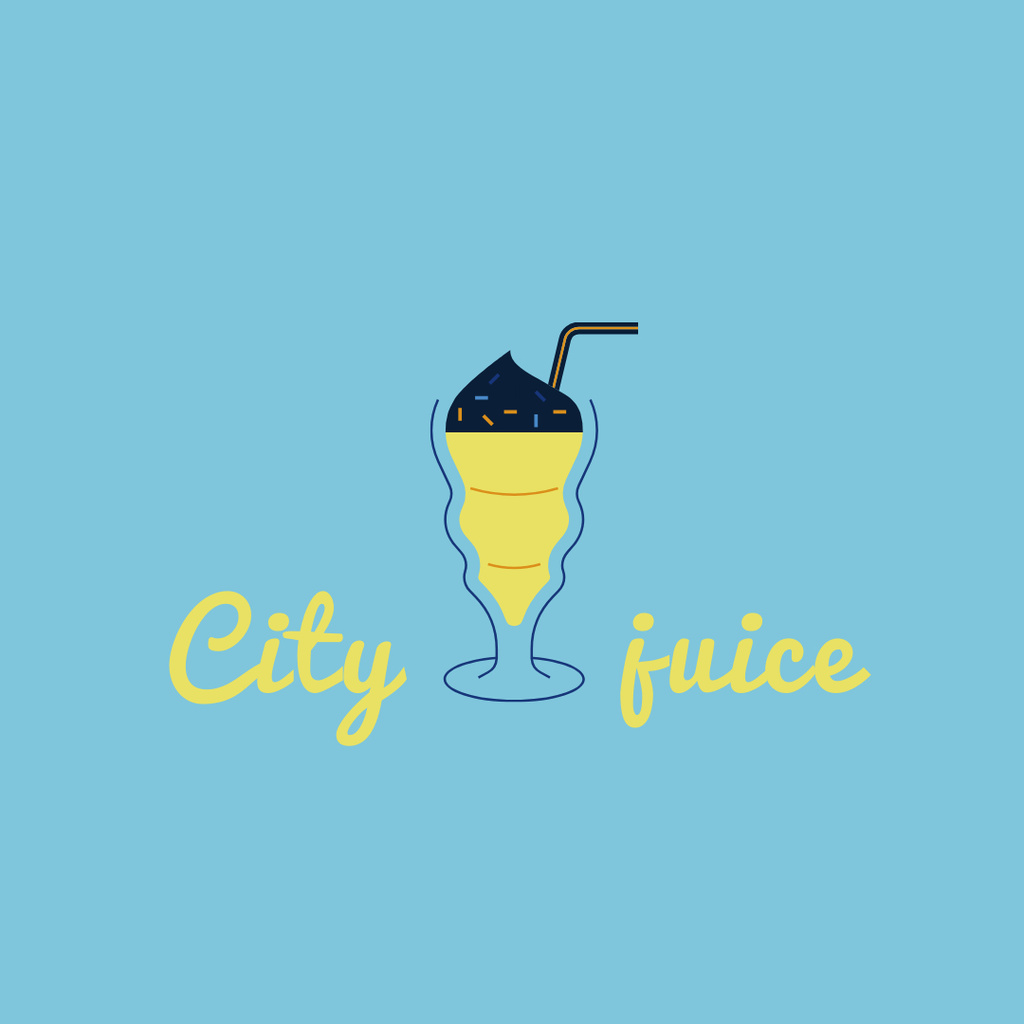 Emblem of City Juice Bar Logo 1080x1080px Πρότυπο σχεδίασης