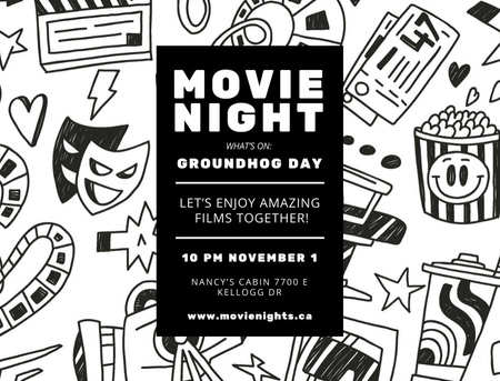 Movie Night Event Arts Announcement Postcard 4.2x5.5in Design Template