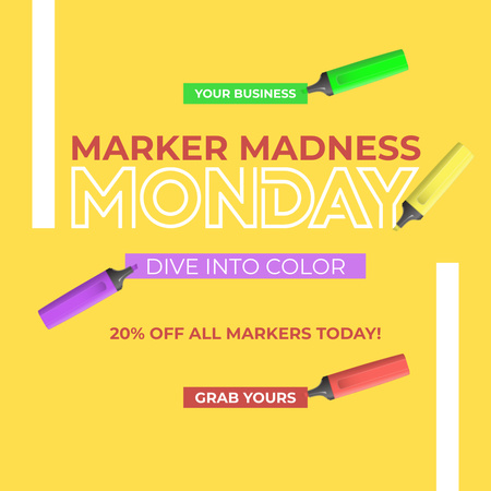 Special Monday Deal On Markers Instagram AD Design Template