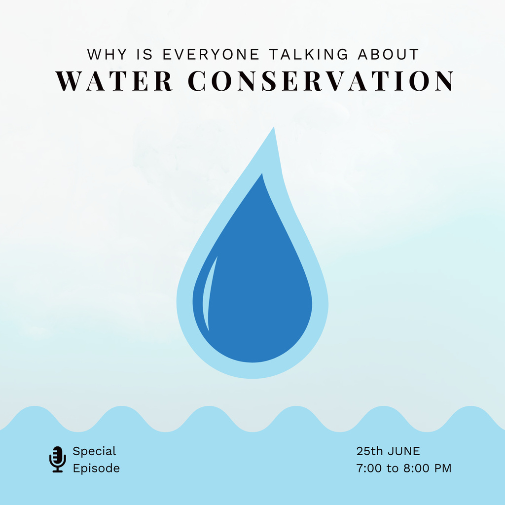 Water Conservation Special Episode Podcast Cover – шаблон для дизайну