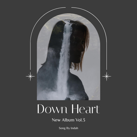 Waterfall in Silhouette of Man Album Cover – шаблон для дизайну