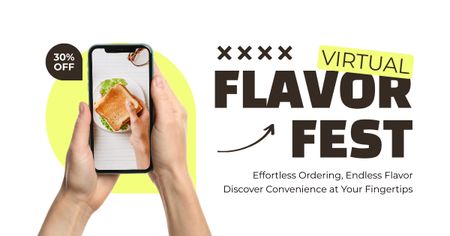 Plantilla de diseño de Anuncio del evento del festival virtual de sabores gastronómicos Facebook AD 