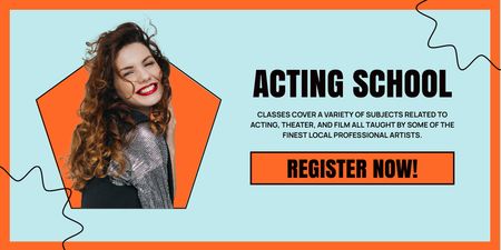Registration for Acting School with Smiling Woman Twitter Design Template