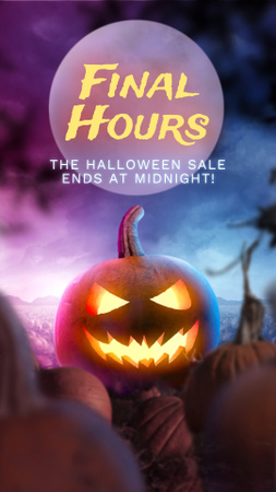 Modèle de visuel Vente macabre d'Halloween avec des citrouilles et des citrouilles-lanternes - Instagram Video Story