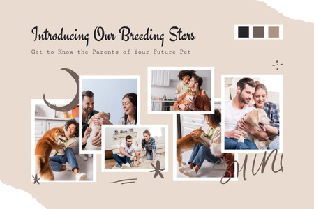 Happy People Playing with Their Dogs Mood Board Design Template