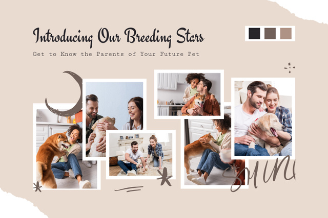 Designvorlage Happy People Playing with Their Dogs für Mood Board