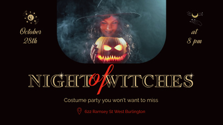 Halloween Night Party With Witch And Jack-o'-lantern Full HD video Design Template