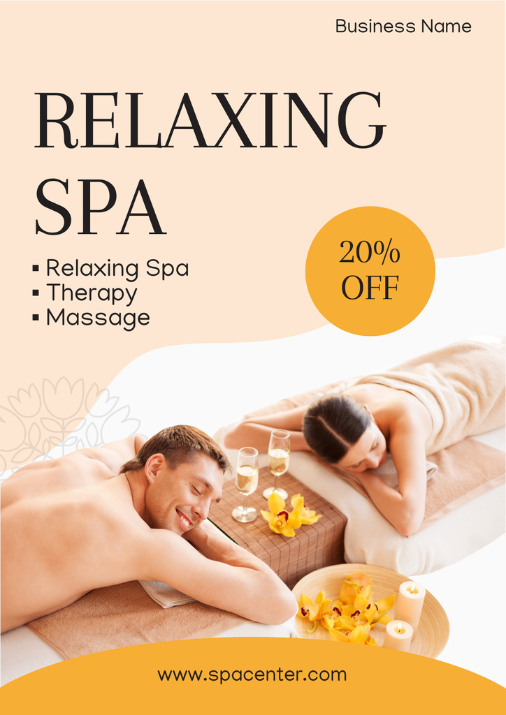 Massage Services Discount for Couples Poster Design Template