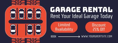 Designvorlage Mieten Sie eine ideale Garage mit Rabatt für Facebook cover