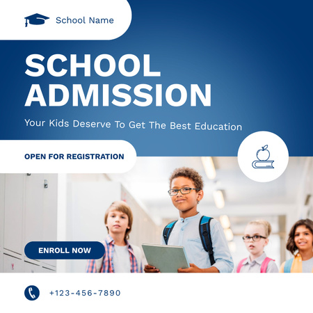 Platilla de diseño Announcement of the Opening of Registration for School Admission Instagram