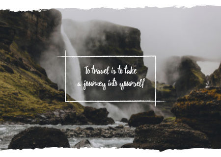 Designvorlage Scenic waterfall in mountains für Postcard