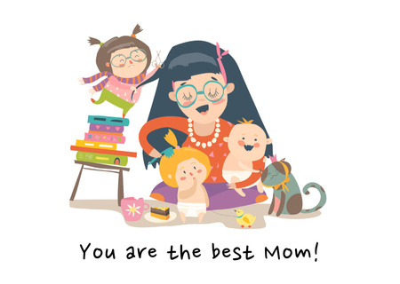Platilla de diseño Mother's Day Holiday Greeting With Cute Illustration Postcard