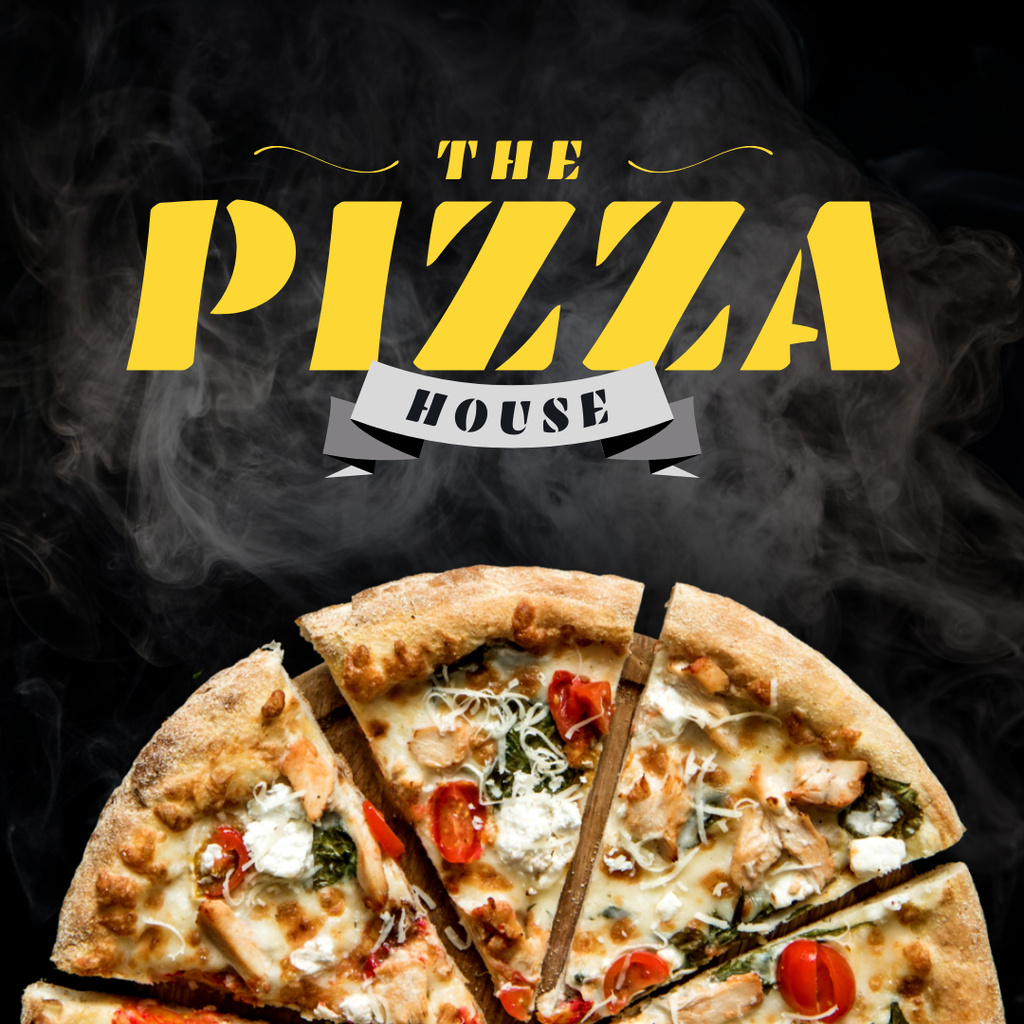 Designvorlage Pizzeria Offer with Tasty Pizza für Instagram
