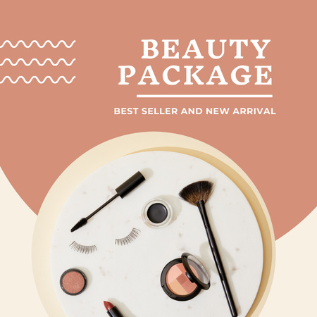 Beauty Ad with Cosmetic Products Instagram Design Template