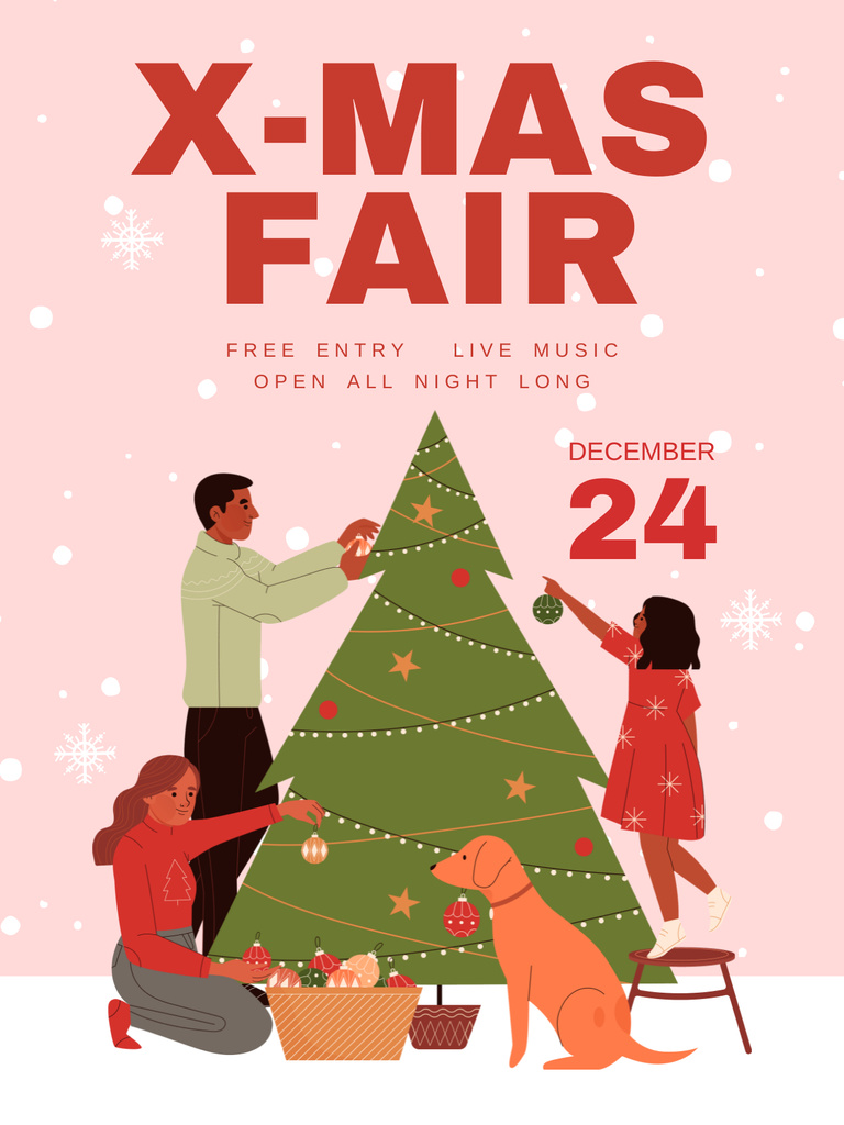 X-mas Fair with Holiday Accessories Poster US Design Template