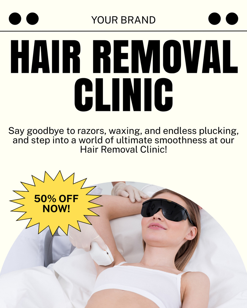 Advertisement for Laser Removal Clinic Instagram Post Vertical Modelo de Design