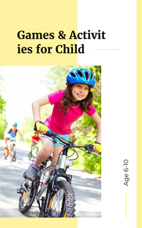 Ontwerpsjabloon van Book Cover van Active Girl Riding Bicycle