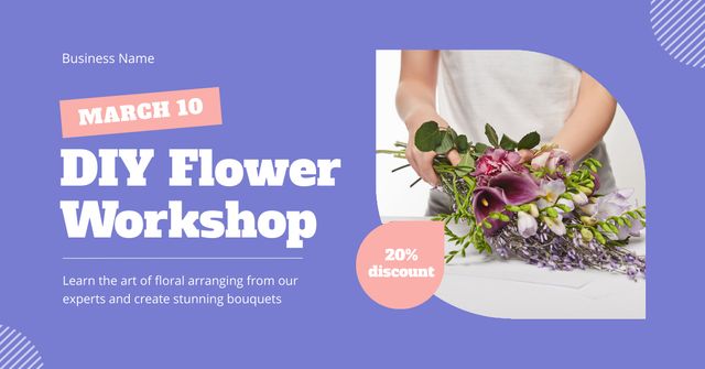 Ontwerpsjabloon van Facebook AD van Discount on March Floristry Workshop
