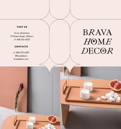 Special Home Decor Offer with Minimalistic Interior Brochure Din Large Bi-fold tervezősablon