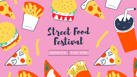 Street Food festival announcement FB event cover tervezősablon