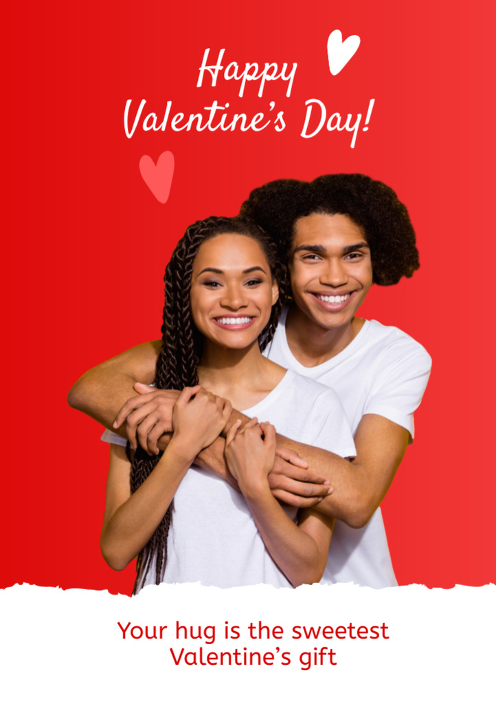 Platilla de diseño Happy Young Couple on Valentine's Day Postcard A5 Vertical