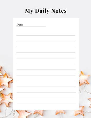 Daily Notes with Festive Garland and Bright Stars Notepad 107x139mm – шаблон для дизайну
