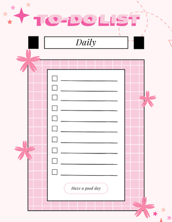 To Do Check List in Pink Notepad 8.5x11in Design Template