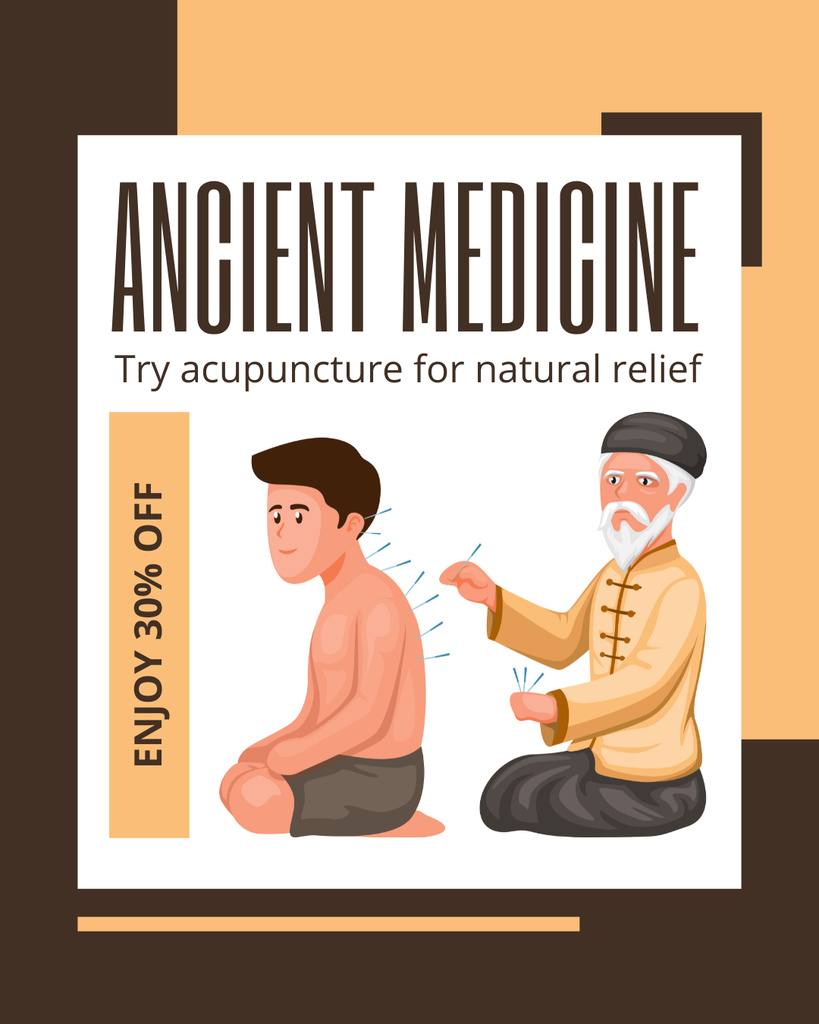 Ontwerpsjabloon van Instagram Post Vertical van Ancient Chinese Medicine And Acupuncture With Discount