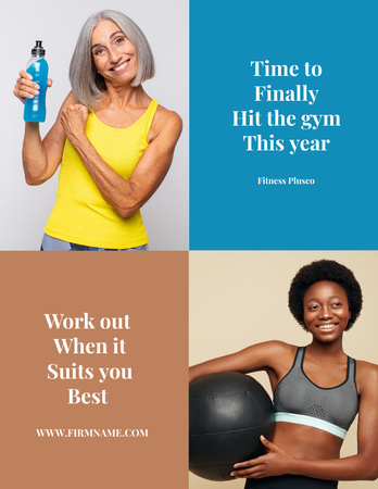 Gym Promotion with Sportive Women Poster 8.5x11in Design Template