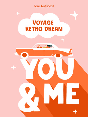 Travel Inspiration with Cool Retro Car Poster US Design Template