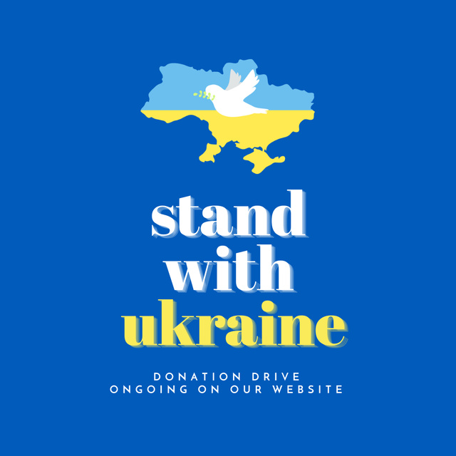 Stand With Ukraine with Pigeon Instagram Tasarım Şablonu