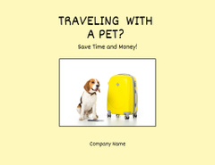 Beagle Dog Sitting near Yellow Suitcase