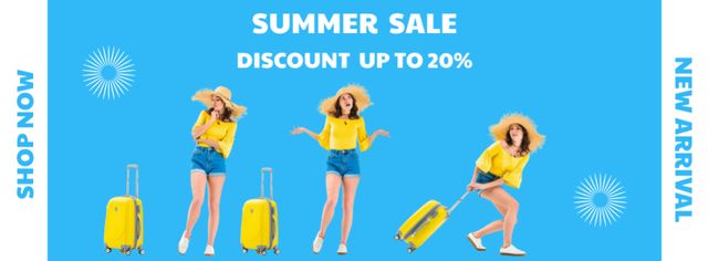Summer Sale Discount Woman in Yellow Facebook cover Tasarım Şablonu